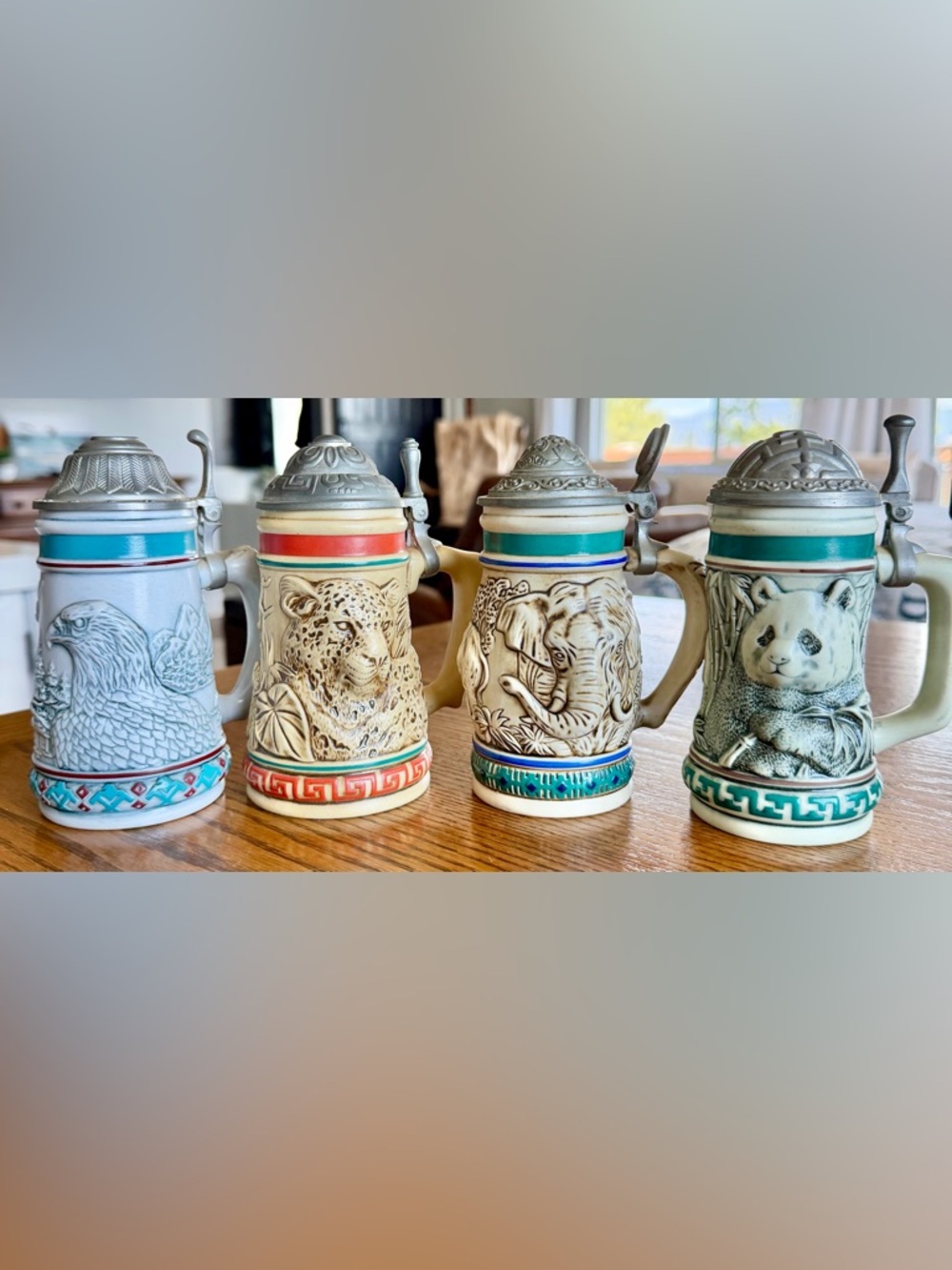 Avon endangered species Mini Ceramic Beer Steins  1990-1991